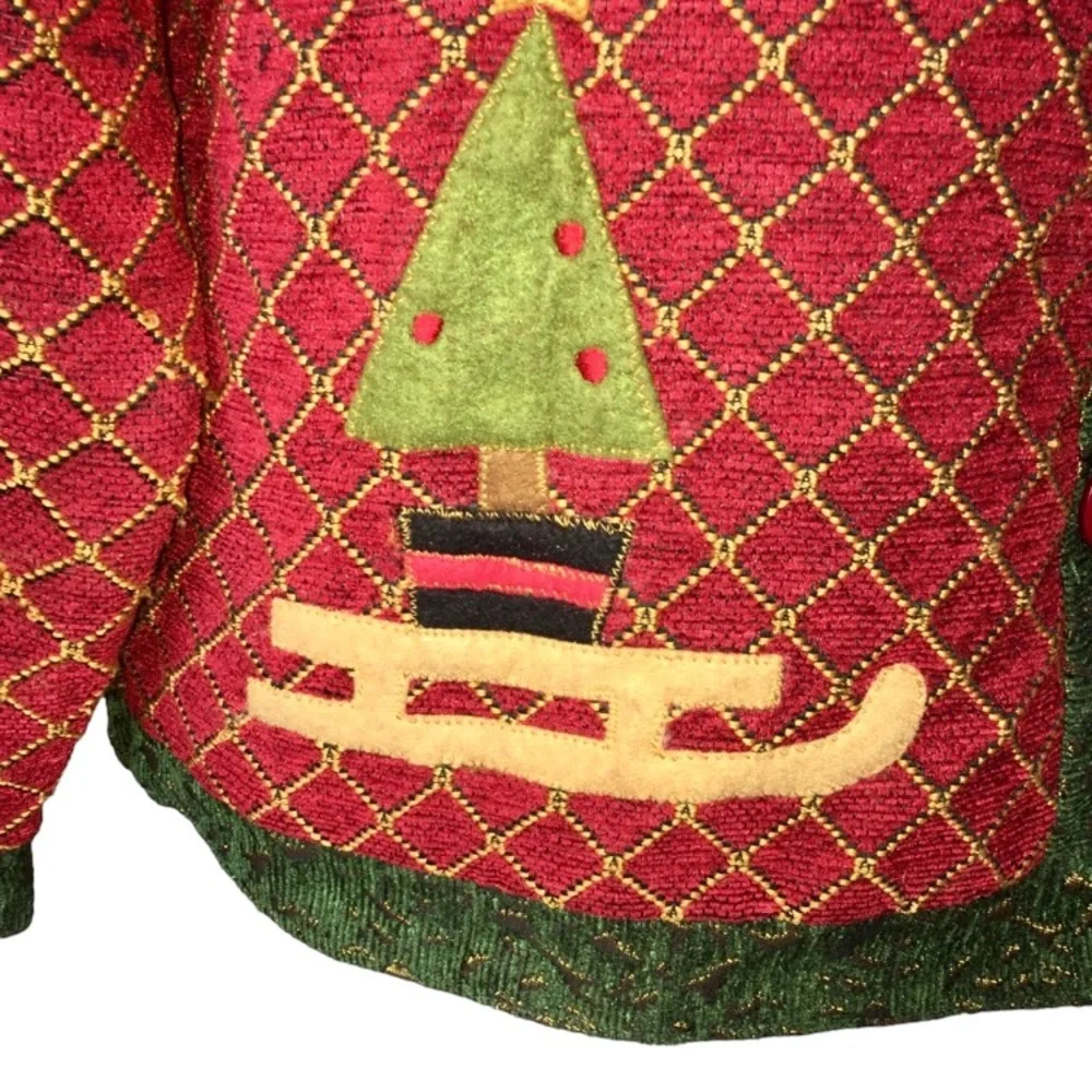 VINTAGE Tapestry Look Ugly Christmas Jacket XL/1X